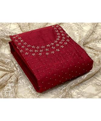 maroon silk unstitched embroidered   top & bottom with dupatta 1