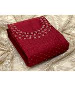 maroon silk unstitched embroidered   top & bottom with dupatta
