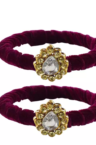 Brass And Acrylic Bangles Color-Dark Purple