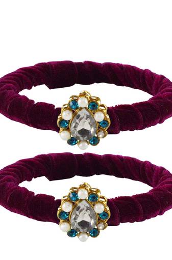 Brass And Acrylic Bangles Color-Dark Purple