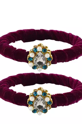 Brass And Acrylic Bangles Color-Dark Purple