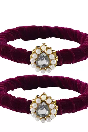 Brass And Acrylic Bangles Color-Dark Purple