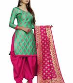 Olive Jacquard Banarasi Silk Un Stitched  top & bottom with dupatta