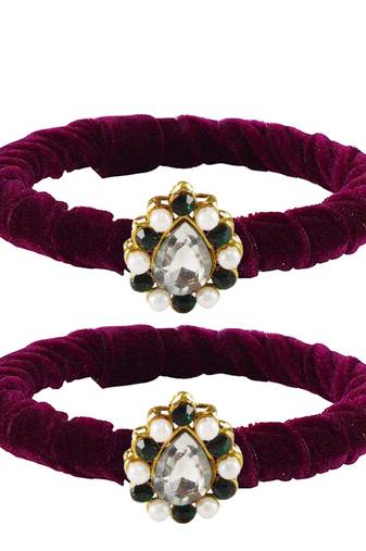 Brass And Acrylic Bangles Color-Dark Purple