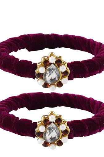 Brass And Acrylic Bangles Color-Dark Purple