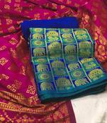 Blue Jacquard Banarasi Silk Un Stitched  top & bottom with dupatta
