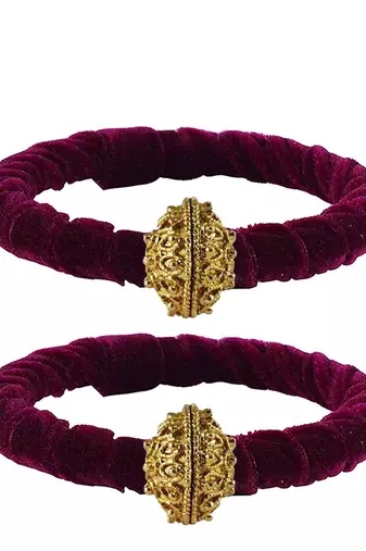 Brass And Acrylic Bangles Color-Dark Purple