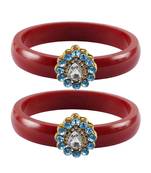 Brass And Acrylic Bangles Color-Red
