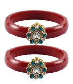 Brass And Acrylic Bangles Color-Red