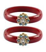Brass And Acrylic Bangles Color-Red