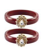 Brass And Acrylic Bangles Color-Maroon