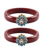 Brass And Acrylic Bangles Color-Maroon