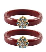 Brass And Acrylic Bangles Color-Maroon
