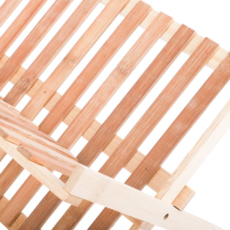 NFI essentials Bamboo Wood Folding 2-Tier Dish Rack for kitchen with Tray Kitchen Drying Rack stand for Glasses