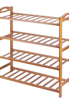 NFI essentials 4 Tier Bamboo Wood Shoe Rack Slipper Stand Shelf Organizer for Shoe Stand Utility Racks (4 Layer)