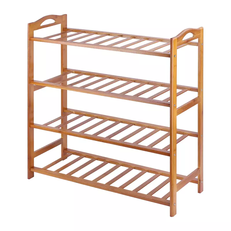 NFI essentials 4 Tier Bamboo Wood Shoe Rack Slipper Stand Shelf Organizer for Shoe Stand Utility Racks (4 Layer)