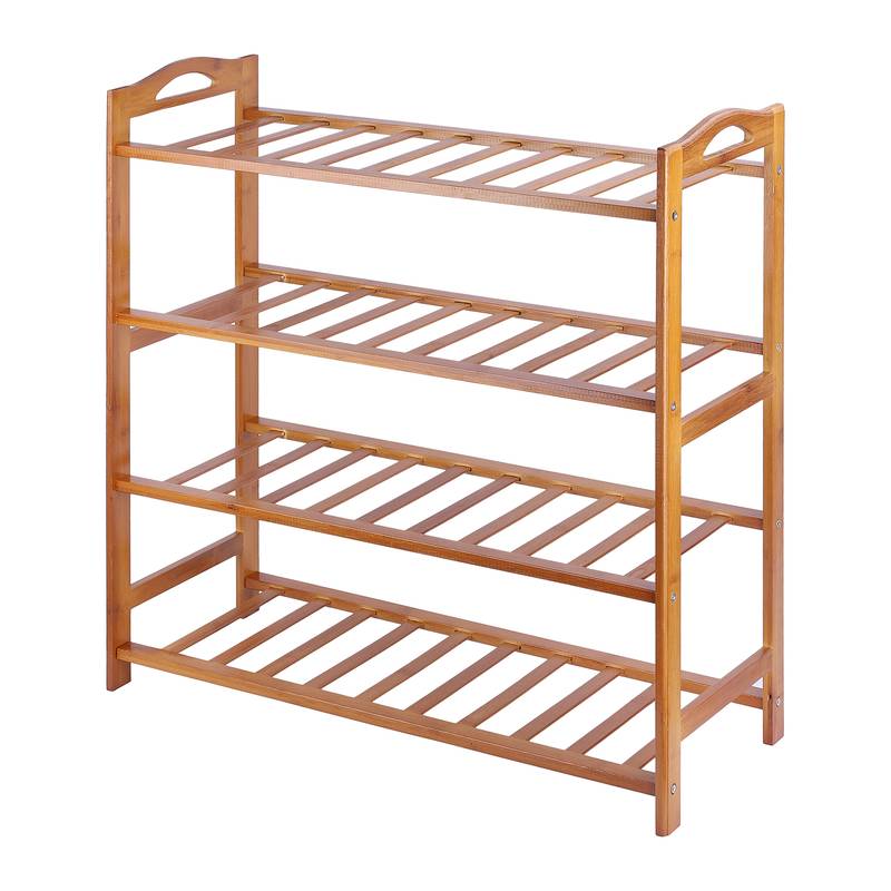 NFI essentials 4 Tier Bamboo Wood Shoe Rack Slipper Stand Shelf Organizer for Shoe Stand Utility Racks (4 Layer)