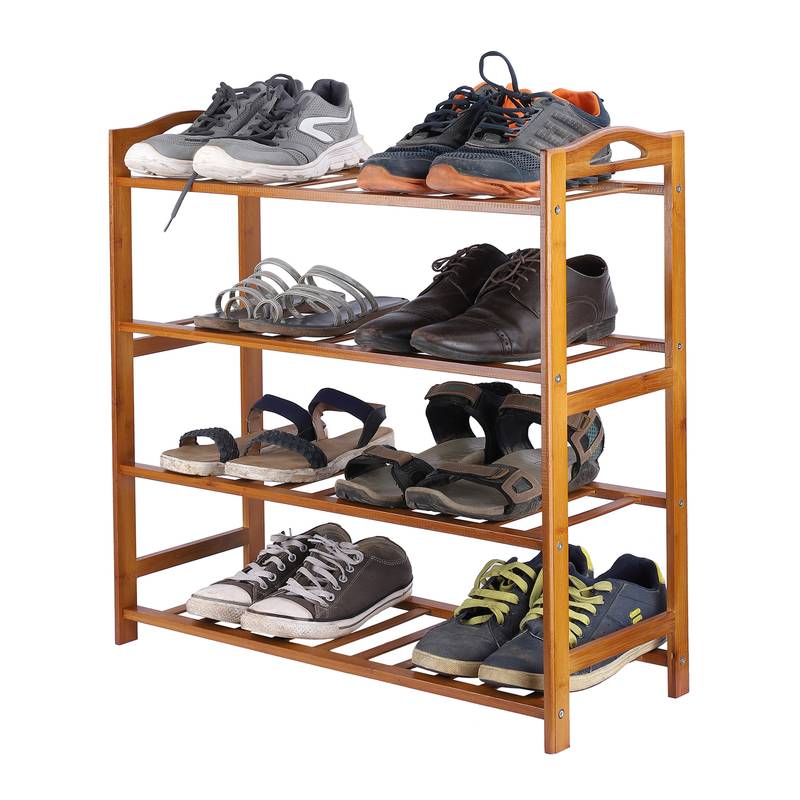 NFI essentials 4 Tier Bamboo Wood Shoe Rack Slipper Stand Shelf Organizer for Shoe Stand Utility Racks (4 Layer)