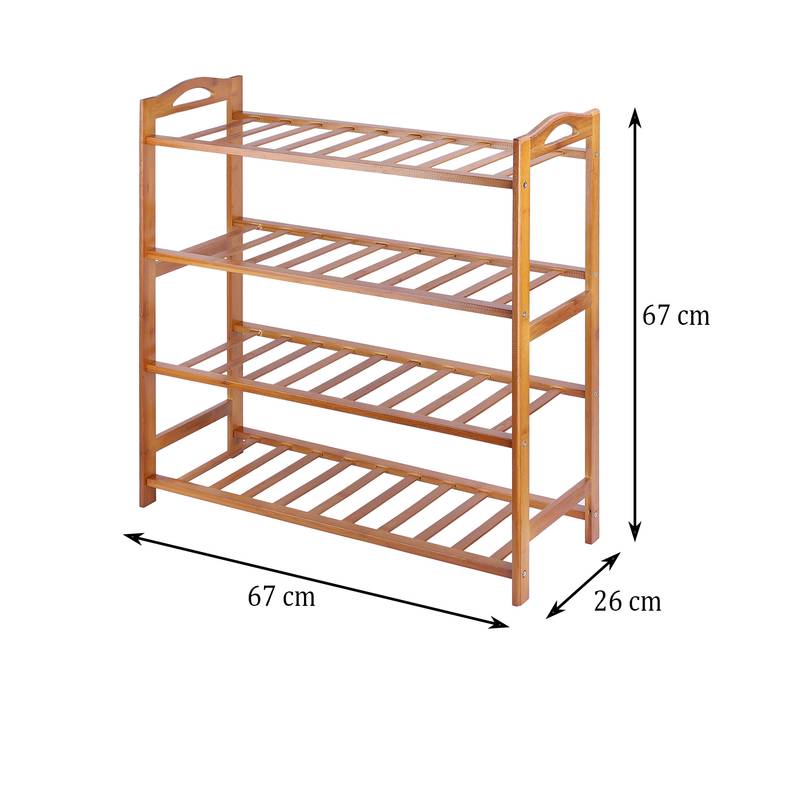 NFI essentials 4 Tier Bamboo Wood Shoe Rack Slipper Stand Shelf Organizer for Shoe Stand Utility Racks (4 Layer)