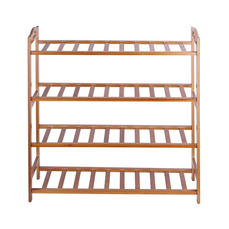 NFI essentials 4 Tier Bamboo Wood Shoe Rack Slipper Stand Shelf Organizer for Shoe Stand Utility Racks (4 Layer)