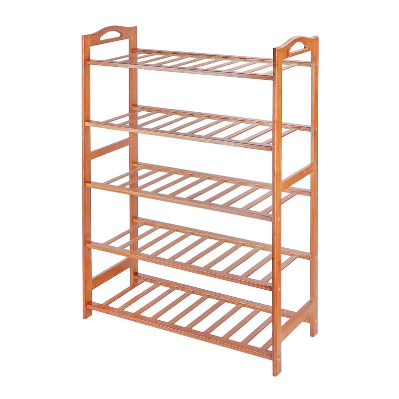 NFI essentials 5 Tier Bamboo Wood Shoe Rack Slipper Stand Shelf ...