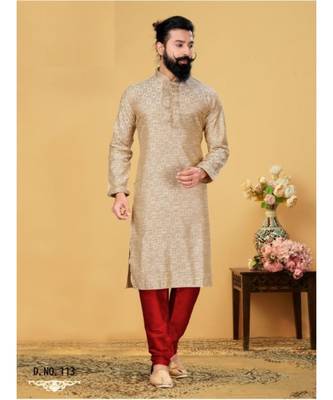 multicolor Silk plain stitched kurta & pajama with stole 1