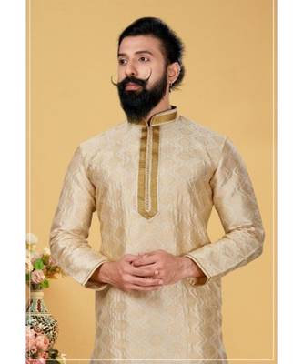 white Silk plain stitched kurta & pajama with stole 2
