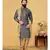 grey Silk plain stitched kurta & pajama with stole