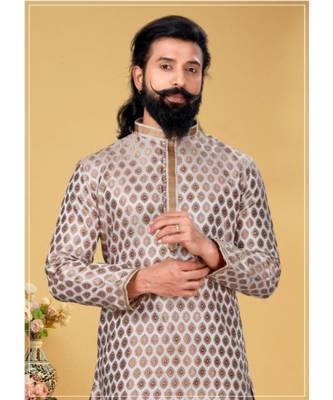multicolor Silk plain stitched kurta & pajama with stole 1