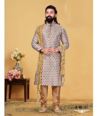 multicolor Silk plain stitched kurta & pajama with stole 2