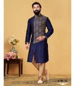 blue Silk plain stitched kurta & pajama