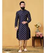 blue Silk plain stitched kurta & pajama with stole