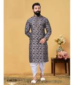 black Silk plain stitched kurta & pajama