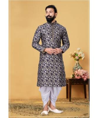 black Silk plain stitched kurta & pajama 2
