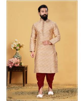 multicolor Silk plain stitched kurta & pajama with stole 1