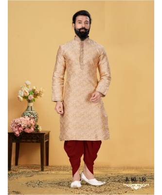 multicolor Silk plain stitched kurta & pajama with stole 2