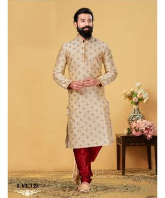 multicolor Silk plain stitched kurta & pajama with stole 1