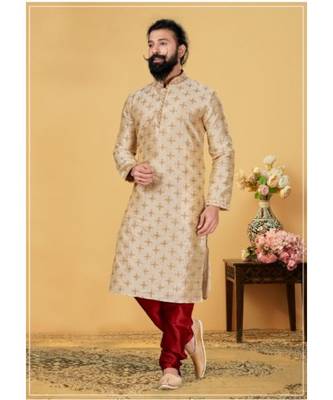 multicolor Silk plain stitched kurta & pajama with stole 2