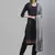 Navy Blue Embroidered Cotton Unstitched Salwar- Kameez With Dupatta