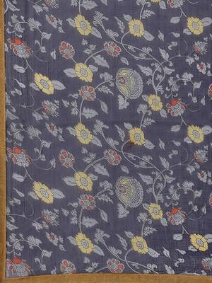 Yellow Embroidered Cotton Unstitched Salwar- Kameez With Dupatta 4