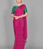 Pink plain satin saree with blouse