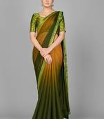 Yellow woven chiffon saree with blouse