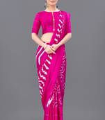 Pink printed faux georgette saree with blouse