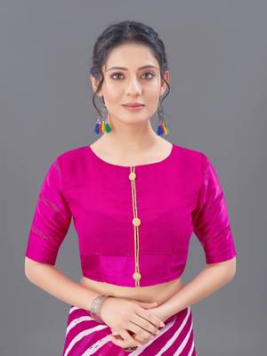 Pink printed faux georgette saree with blouse 4