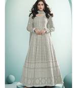 grey georgette semi stitched wedding top & Bottom  and Dupatta