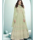 green georgette semi stitched wedding top & Bottom  and Dupatta