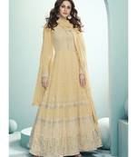 cream georgette semi stitched wedding top & Bottom  and Dupatta
