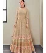 beige georgette semi stitched wedding top & Bottom  and Dupatta