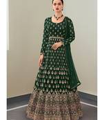 green georgette semi stitched wedding top & Bottom  and Dupatta