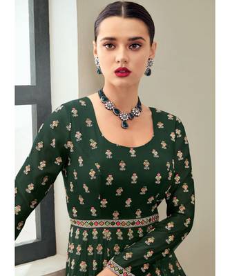 green georgette semi stitched wedding top & Bottom  and Dupatta 4